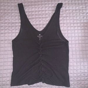 Black lace up tank top
